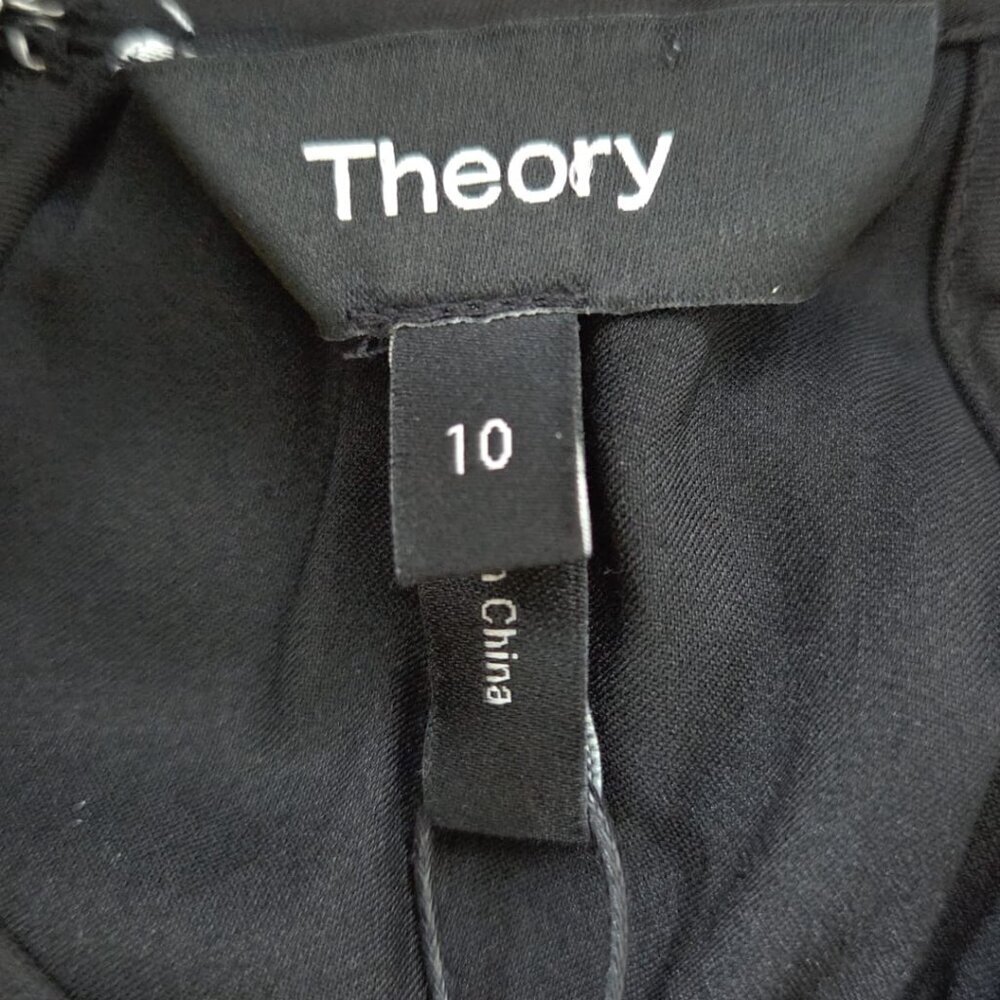 Theory Midi Pleated Dress 10 NWT Pleated Lace $595 Black High Neck Midi - Picture 6 of 7